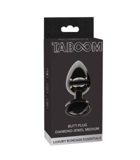 Анальна пробка, M, Taboom, із кристалом, чорна, 8.2 х 3.4 см - No Taboo