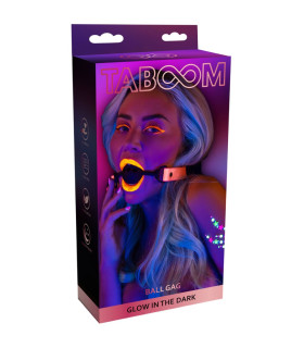 Кляп-шарик Taboom светится в темноте, розово-черный - No Taboo