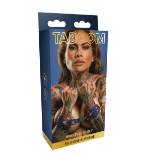 Наручники Taboom с золотой фурнитурой, синие - No Taboo