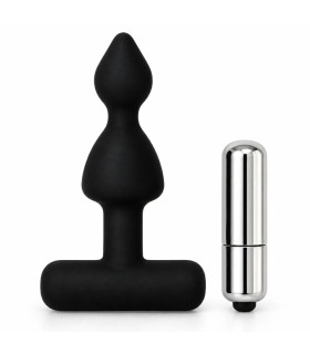 Рельефная анальная пробка DS Fetish со съемной вибропулей, черная, S - No Taboo