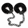 Наручники-поножи WOW Fetish металлические, с черным мехом, черные, фото №3 — секс шоп Украина, NO TABOO
