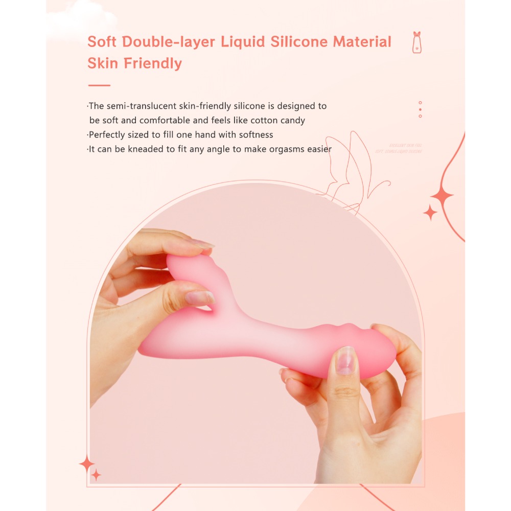 Вибратор-кролик мягкость зефира BeYourLover Cloud JOY двойной слой жидкого силикона, розовый, 15.3 х 3.6 см фото №13 — секс игрушки: Украина, NO TABOO