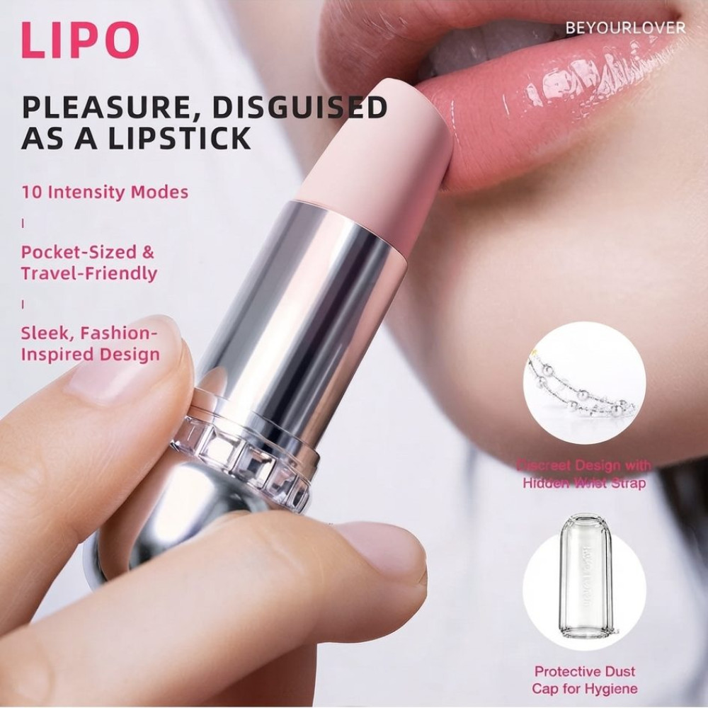 Вакуумний стимулятор BeYourLover Lipo у вигляді помадки з підвіскою , рожево-золотий, 9.7 х 3 см фото №5 — секс іграшки: Україна, NO TABOO