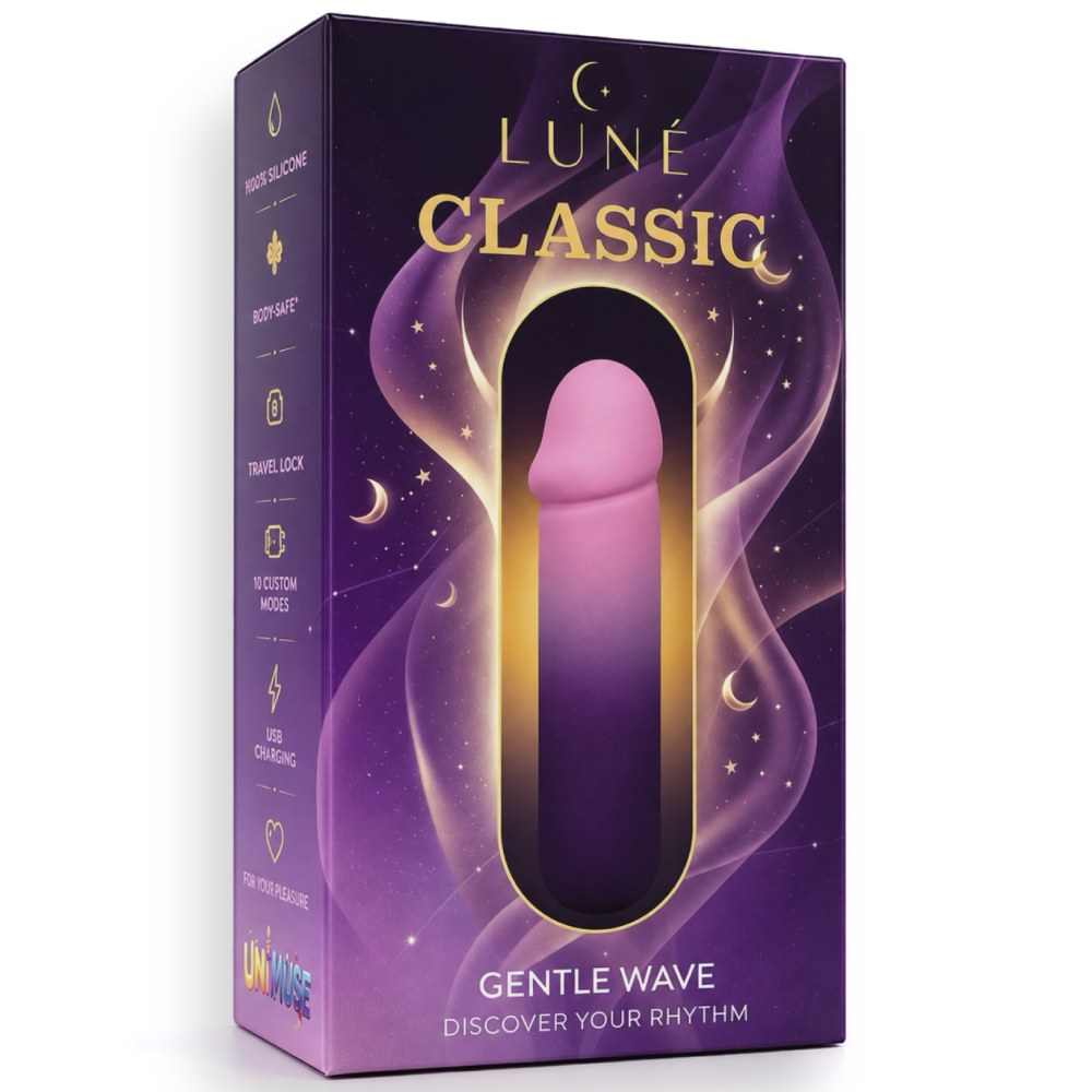 Вибропуля с реалистичной головкой UNIVIBE LUNE CLASSIC градиент, розово-фиолетовый, 10 х 2.3 см фото №2 — секс игрушки: Украина, NO TABOO