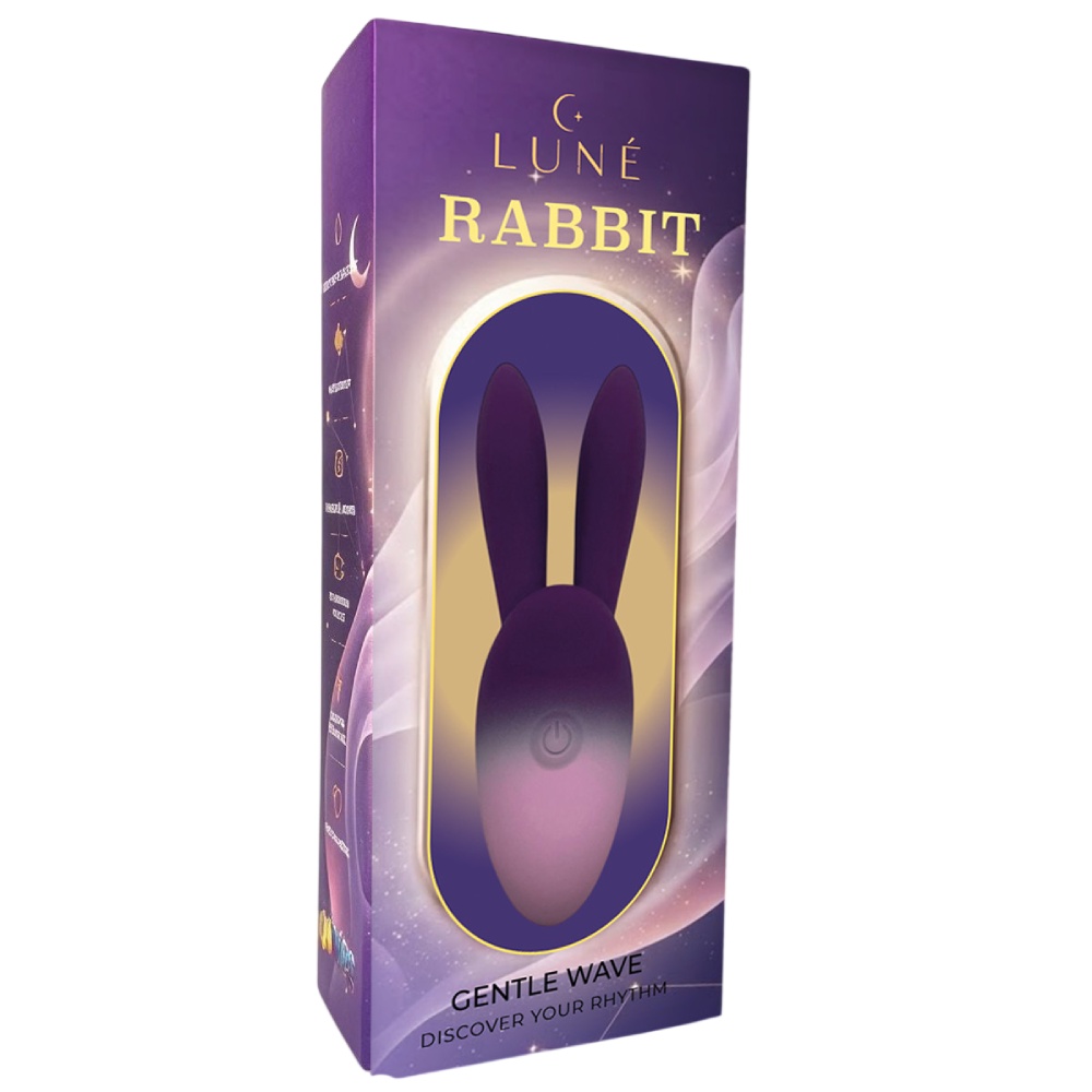 Клиторальный вибратор-зайчик UNIVIBE LUNE Rabbit градиент, розово-фиолетовый, 10 х 2.5 см фото №2 — секс игрушки: Украина, NO TABOO