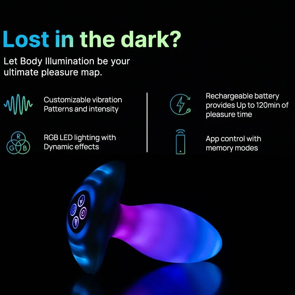 Анальный вибратор Paradise The Plug с LED-подсветкой, с приложением, белый, 10.8 х 3.8 см фото №8 — секс игрушки: Украина, NO TABOO