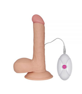 Вібратор реалістичний на присосці та з пультом Lovetoy бежевий, 18 см х 3.7 см - No Taboo
