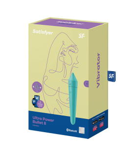 Віброкуля силіконова Satisfyer Ultra Power Bullet 8 з додатком, бірюзова, 14 х 2.7 см - No Taboo