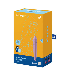 Віброкуля силіконова Satisfyer Ultra Power Bullet 8 з додатком, фіолетова, 14 х 2.7 см - No Taboo