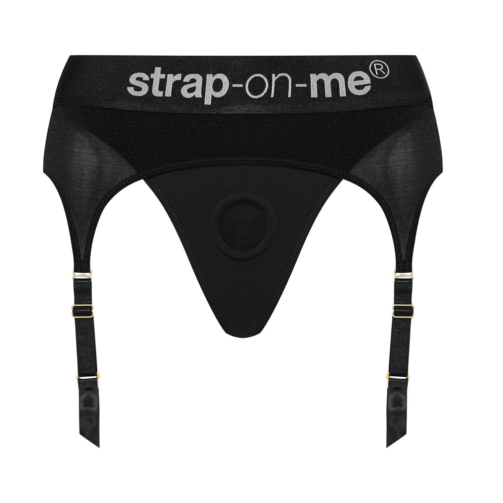 Трусы для страпона, S, с подвязками для чулок Strap-On-Me черные фото №10 — секс игрушки: Украина, NO TABOO