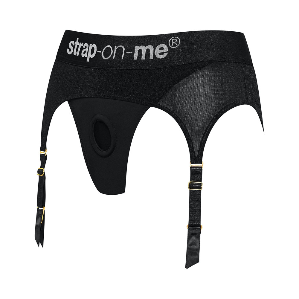 Трусы для страпона, S, с подвязками для чулок Strap-On-Me черные фото №11 — секс игрушки: Украина, NO TABOO