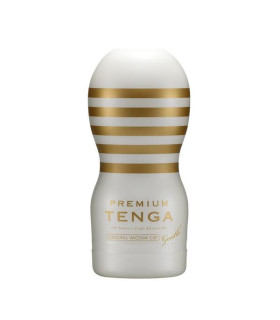 Мастурбатор Tenga Premium Gentle с вакуумной стимуляцией белый, 14.7 см х 4.5 см - No Taboo