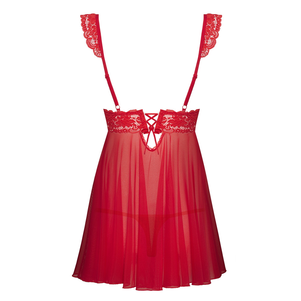 Эротичная красная сорочка с оборками Babydoll L/XL, фото №6 — секс шоп Украина, NO TABOO