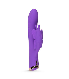 Вибратор-бабочка с клиторальным отростком EasyToys фиолетовый, 20.5 см х 3.5 см - No Taboo