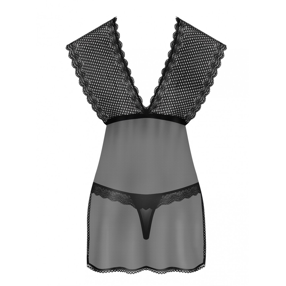 Эротическая черная сорочка Babydoll с прозрачным лифом S/M, фото №6 — секс шоп Украина, NO TABOO