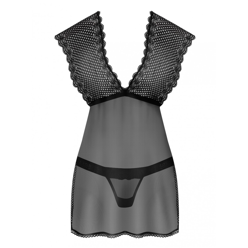 Эротическая черная сорочка Babydoll с прозрачным лифом S/M, фото №5 — секс шоп Украина, NO TABOO