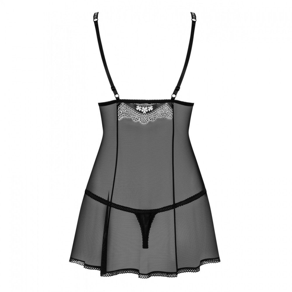 Элегантная черная прозрачная сорочка Babydoll S/M, фото №5 — секс шоп Украина, NO TABOO