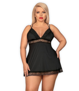 Красивая черная сорочка с кружевом большого размера Babydoll XXL - No Taboo