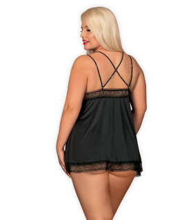 Красивая черная сорочка с кружевом большого размера Babydoll XXL - No Taboo