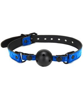 Кляп с двумя шариками, силикон и ABS-пластик, Whipsmart, синий, 4 см и 3.8 см - No Taboo