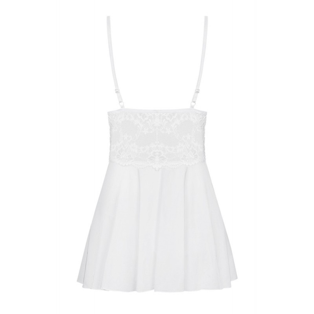 Эротична белая сорочка с кружевным лифом babydoll L/XL, фото №4 — секс шоп Украина, NO TABOO