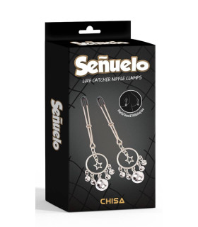 Затискачі на соски з бусинами Chisa Senuelo, з металу, срібло, 12 см - No Taboo