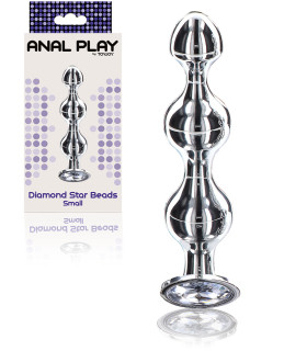Анальная елочка S металлическая со стразами ToyJoy Anal Play Diamond Star Beads серебрянная, 10.5 см х 2.5 см - No Taboo