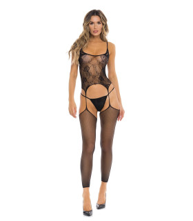 Комбинезон эротический с трусиками Rene Rofe ALL NIGHT, чорный, One Size - No Taboo