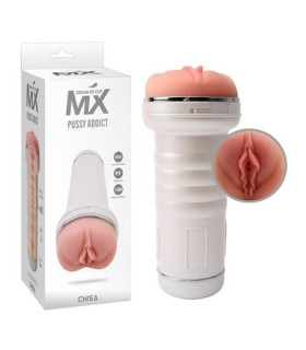 Мастурбатор вагина Chisa Pussy Addict в белой колбе, бежевый, 22 см х 9.7 см - No Taboo