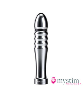 Фаллоимитатор с электростимуляцией Mystim серебряный, 13 х 2.6 см - No Taboo
