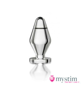 Анальная пробка для электростимуляции из алюминия Mystim, размер L, 10.5 см х 5 см - No Taboo