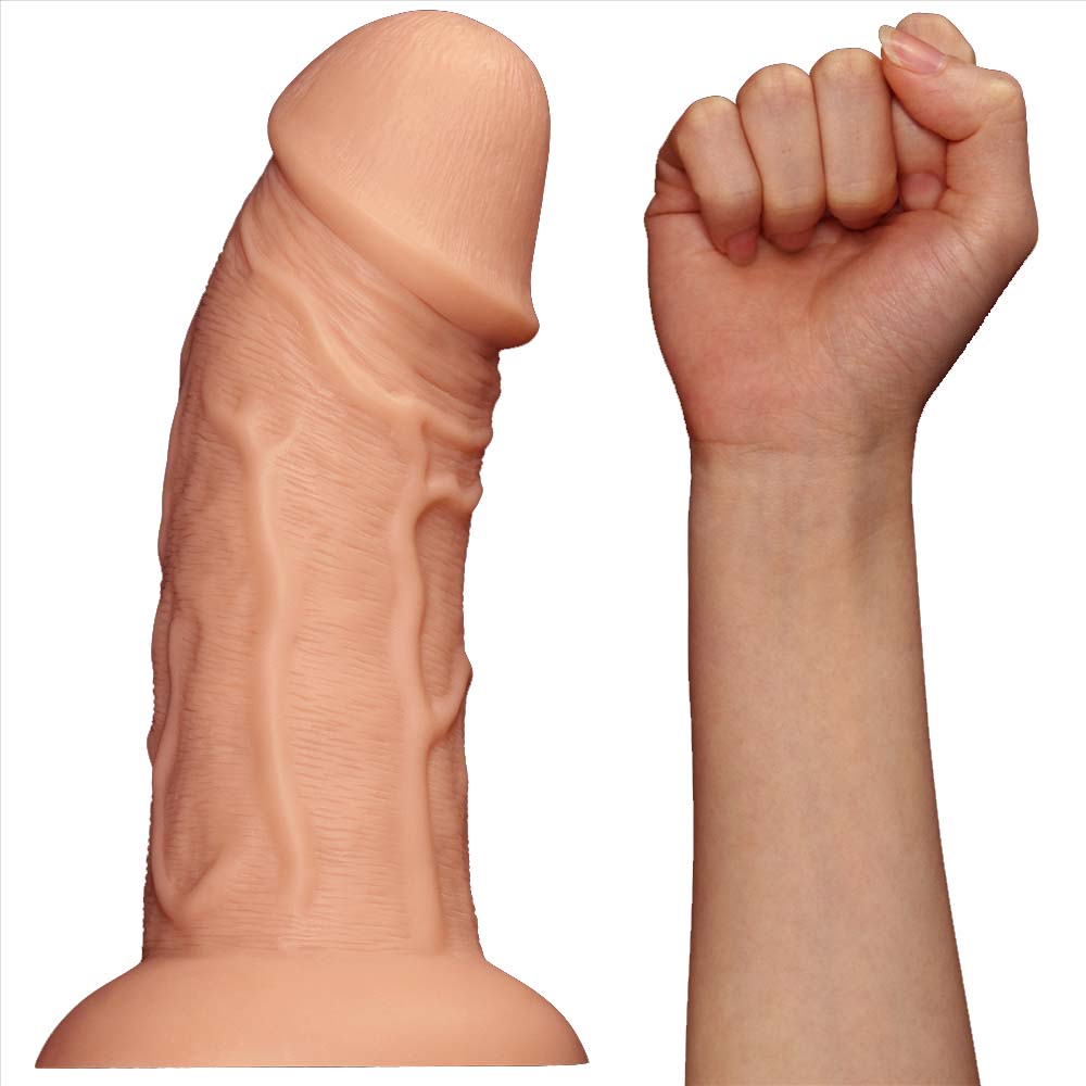 Фаллоимитатор реалистичный гигант Lovetoy на присоске, бежевый, 24 х 6.6 см фото №2 — секс игрушки: Украина, NO TABOO