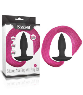 Анальная пробка-хвост Lovetoy черно-розовая, 10 х 3.5 см - No Taboo