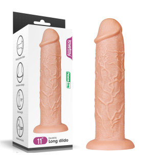 Фаллоимитатор гигантский реалистичный Lovetoy на присоске, бежевый, 28 х 6 см - No Taboo