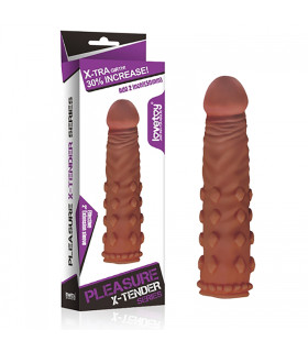 Насадка на член удлиняющая Lovetoy рельефная, коричневая, 18 х 4.1 см - No Taboo