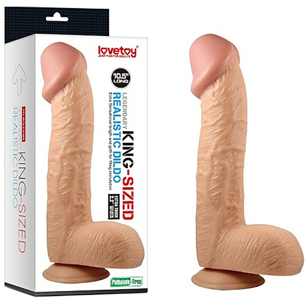 Фаллоимитатор большой реалистичный на присоске Lovetoy бежевый, 28 х 5.6 см фото №0 — секс игрушки: Украина, NO TABOO