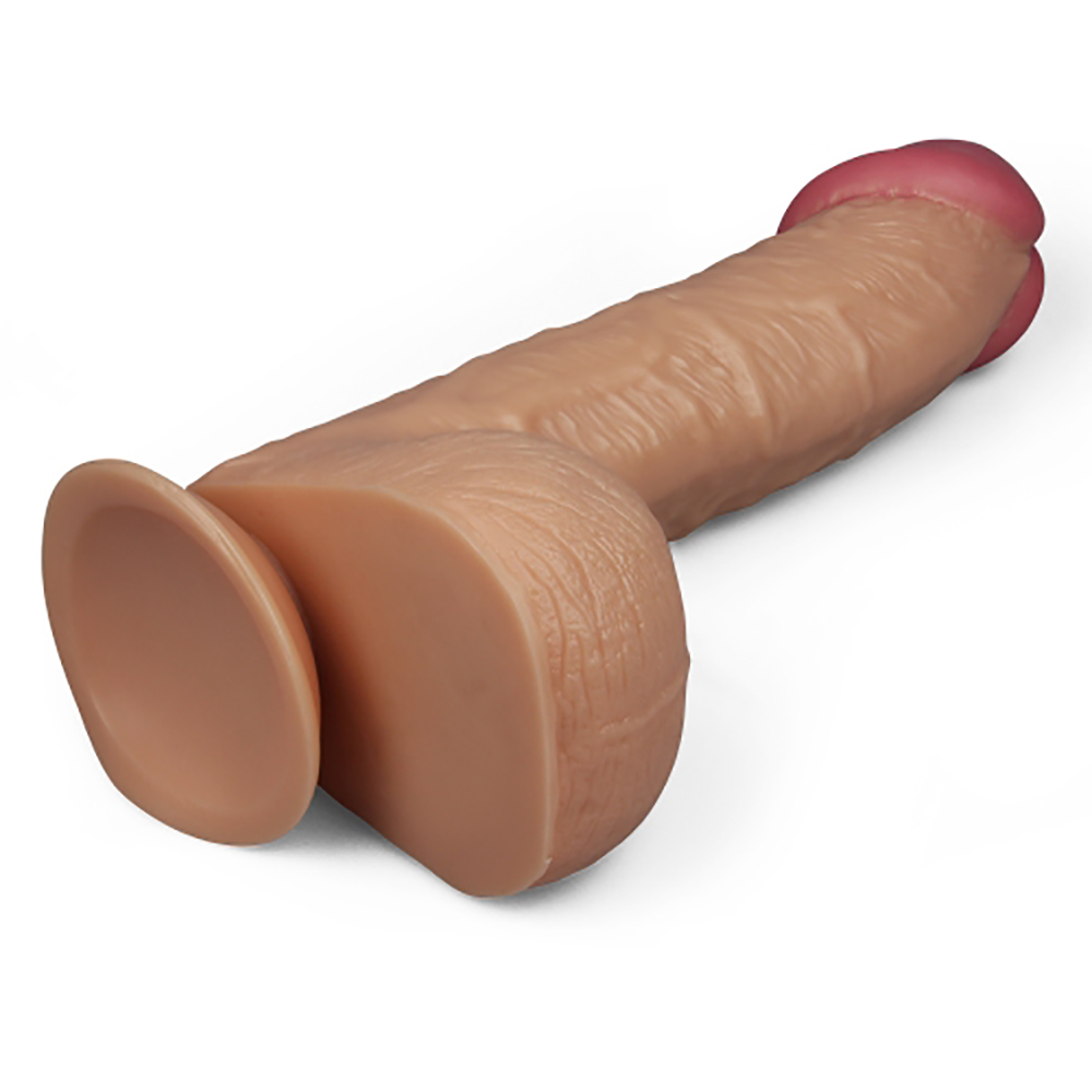 Фаллоимитатор большой реалистичный на присоске Lovetoy бежевый, 28 х 5.6 см фото №3 — секс игрушки: Украина, NO TABOO