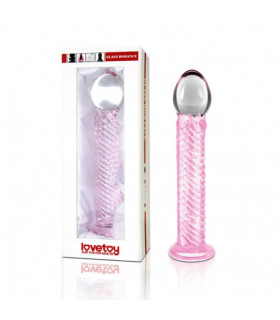 Фаллоимитатор рельефный Lovetoy стеклянный, прозрачно-розовый, 19 х 3.6 см - No Taboo