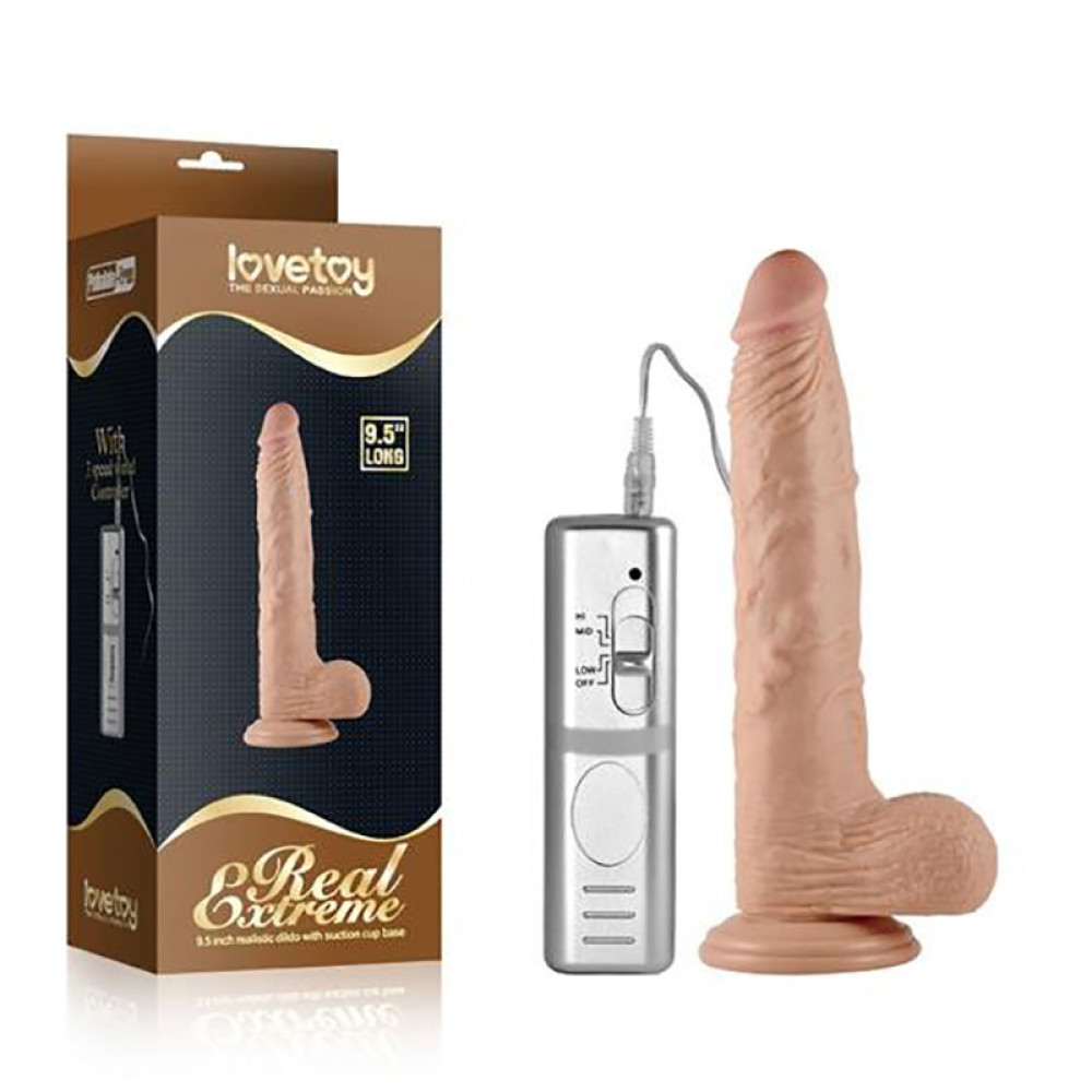 Вибратор реалистичный на присоске с пультом управления Lovetoy бежевый, 24 х 4.1 см. фото №0 — секс игрушки: Украина, NO TABOO