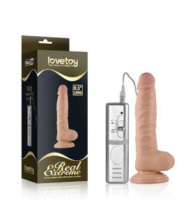 Реалистичный вибратор на присоске с проводным пультом Lovetoy бежевый, 18.4 х 3.8 см - No Taboo