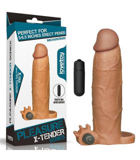 Вібро-насадка на член реалістична з кліторальною стимуляцією Lovetoy коричнева, 20 х 4.3 см - No Taboo