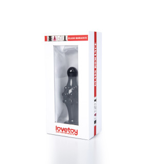 Анальная пробка ребристая Lovetoy стеклянная, черная, 10 х 4 см - No Taboo