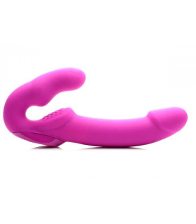 Безремневый страпон с вибрацией Evoke Vibrating Strapless Strap-On розовый, 24.7 х 4 см - No Taboo