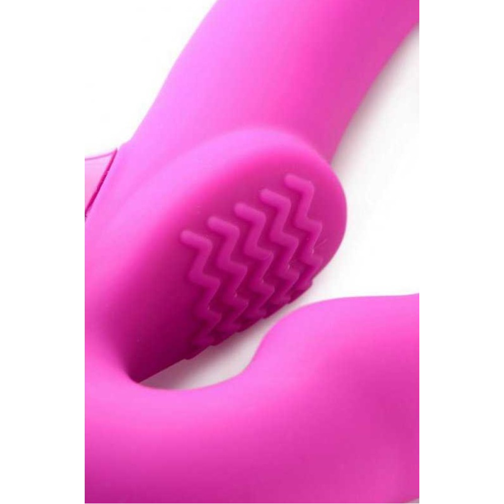 Безремневый страпон с вибрацией Evoke Vibrating Strapless Strap-On розовый, 24.7 х 4 см фото №4 — секс игрушки: Украина, NO TABOO