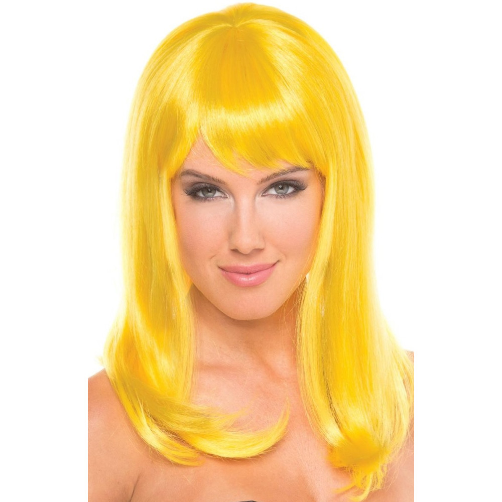 Парик с челкой Hollywood Wig, желтый, фото №0 — секс шоп Украина, NO TABOO