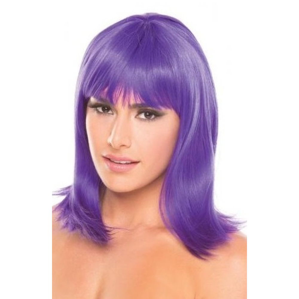 Парик с челкой Doll Wig, средней длины, фиолетовый , фото №0 — секс шоп Украина, NO TABOO