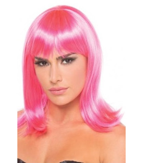 Перука з чубчиком Doll Wig середньої довжини, рожевий - No Taboo