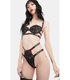 Комплект Fuck Off , черное кружево, размер L/XL - No Taboo
