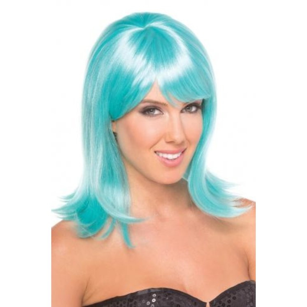 Парик с челкой Doll Wig, средней длины, голубой, фото №0 — секс шоп Украина, NO TABOO