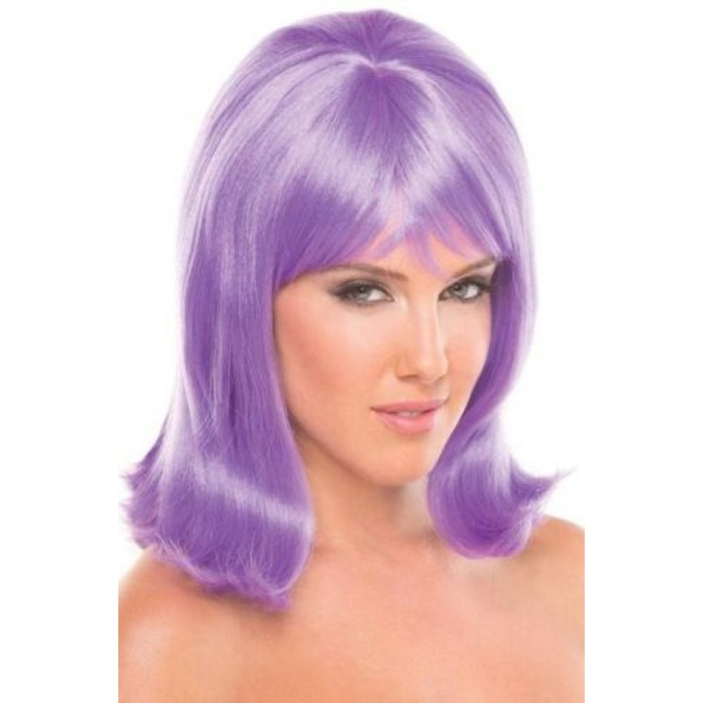 Парик с челкой Doll Wig средней длины, лиловый, фото №0 — секс шоп Украина, NO TABOO